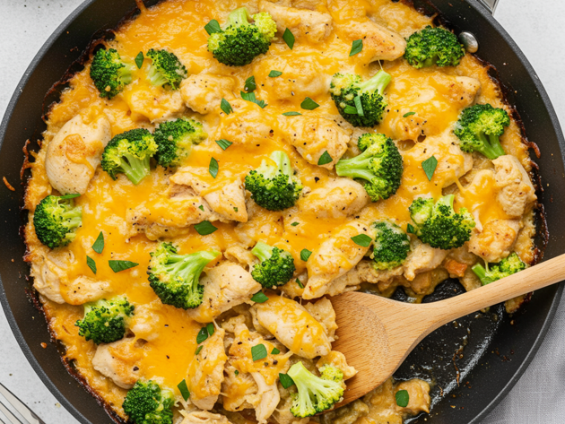 Image of delicious one-pan cheesy chicken and broccoli for Kid-Friendly